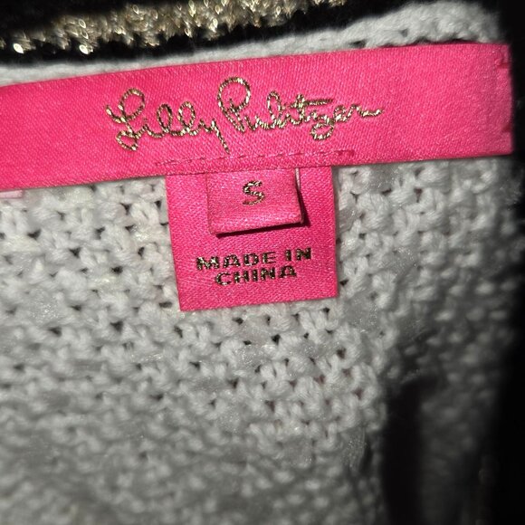 Lilly Pulitzer Women's Nalayna Cardigan Knit White, black Gold Size S Classic - Picture 7 of 11